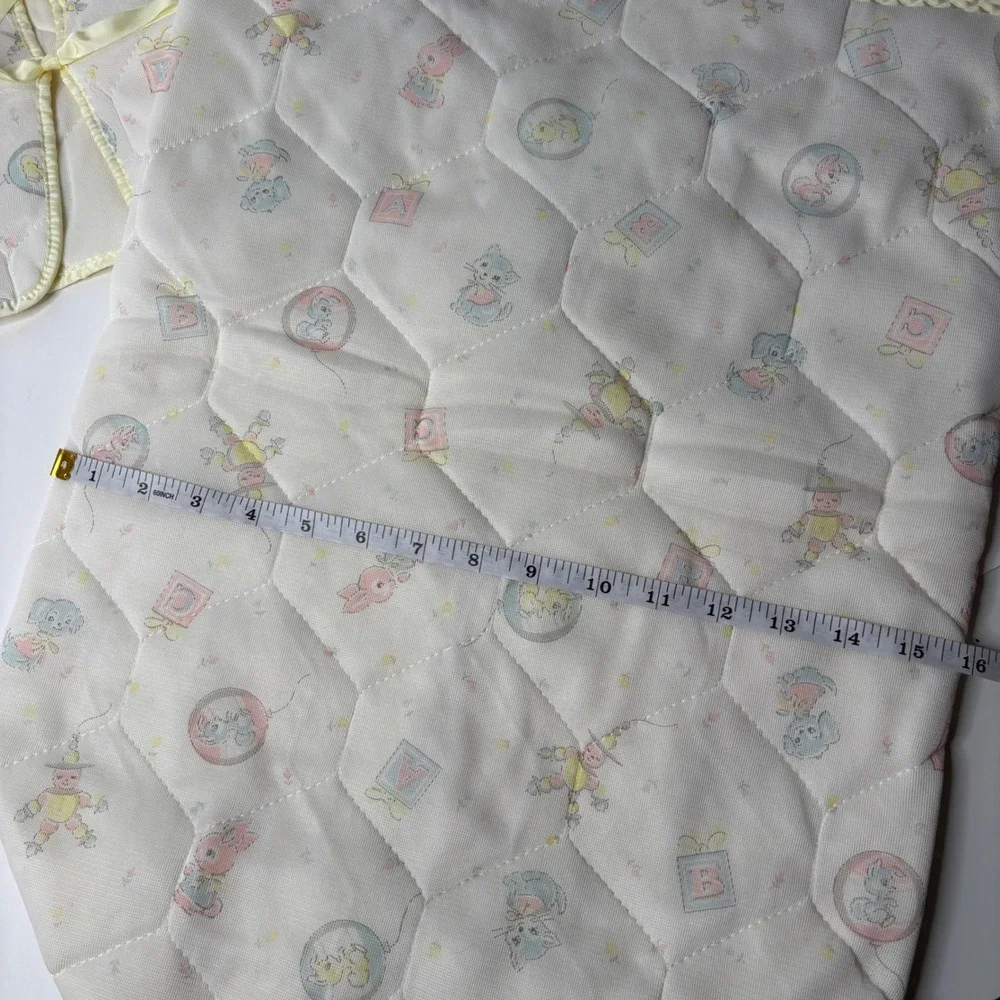 Vintage Storktex Baby Bunting Bag & Hooded Jacket Set Yellow Quilted Animals MCM